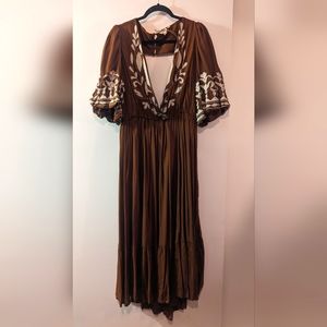 LET ME BE EMBROIDERED OPEN-BACK MAXI DRESS